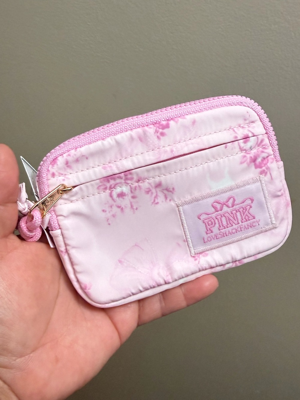 Pink Designer Wristlet with Gold Accents